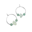 Sea Glass Hoop Earrings. Small Green Sterling Silver Aventurine Beaded Hoops