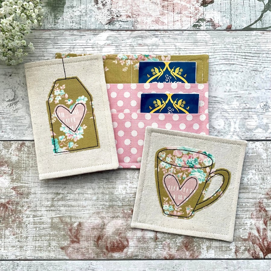 Tea bag wallet and coaster gift set