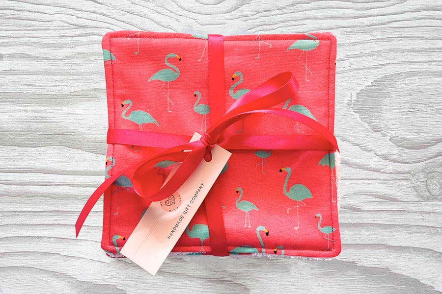 Reusable Baby Wipes, Face Cloths, Washable Wipes, Eco Friendly, Flamingos-BD144