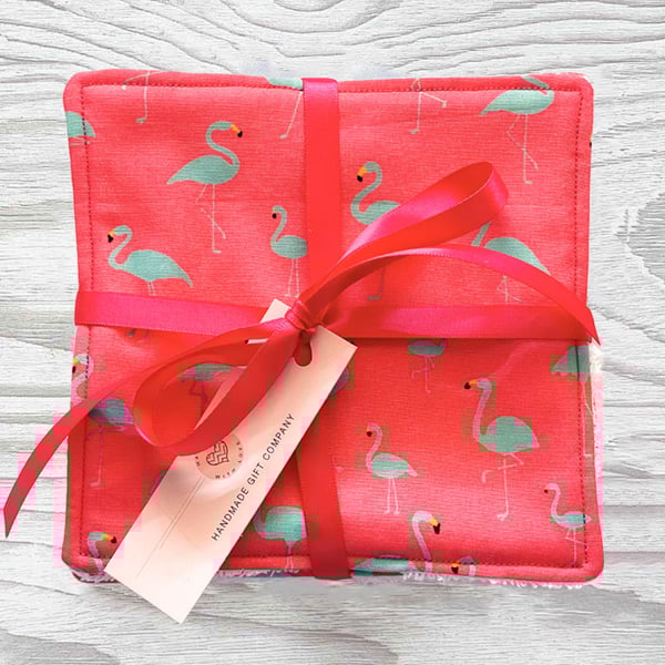 Reusable Baby Wipes, Face Cloths, Washable Wipes, Eco Friendly, Flamingos-BD144
