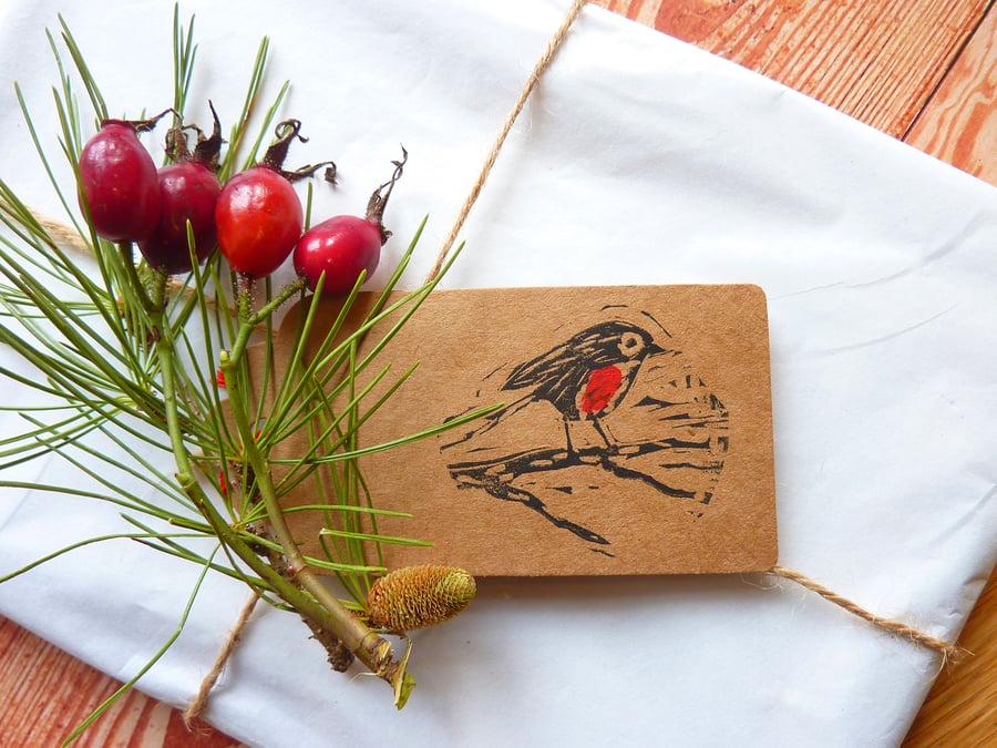 Image of Robin Gift Tags x 6 - Handmade Christmas