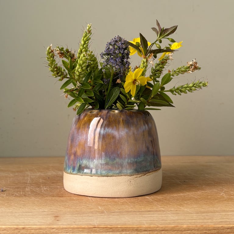 Handmade flower frog, ceramic Ikebana vase, vase for fresh or dried flowers