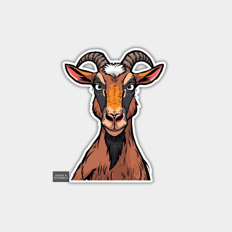 Image of Funny Novelty Vinyl Sticker - Grumpy Goat