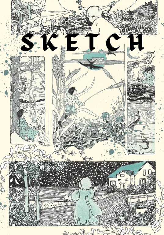 Sketchook Featuring Vintage Image of Children Playing