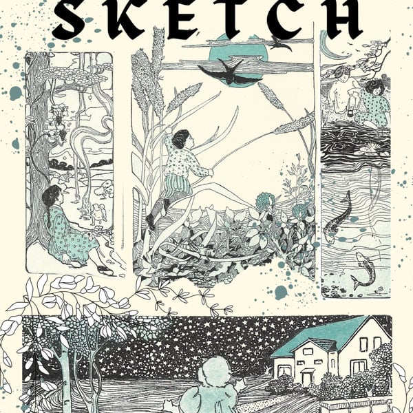 Sketchook Featuring Vintage Image of Children Playing