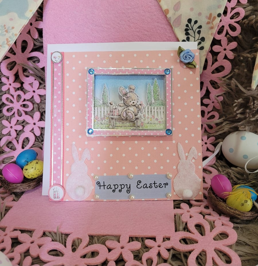 Easter Greeting Card - Pink Bunny