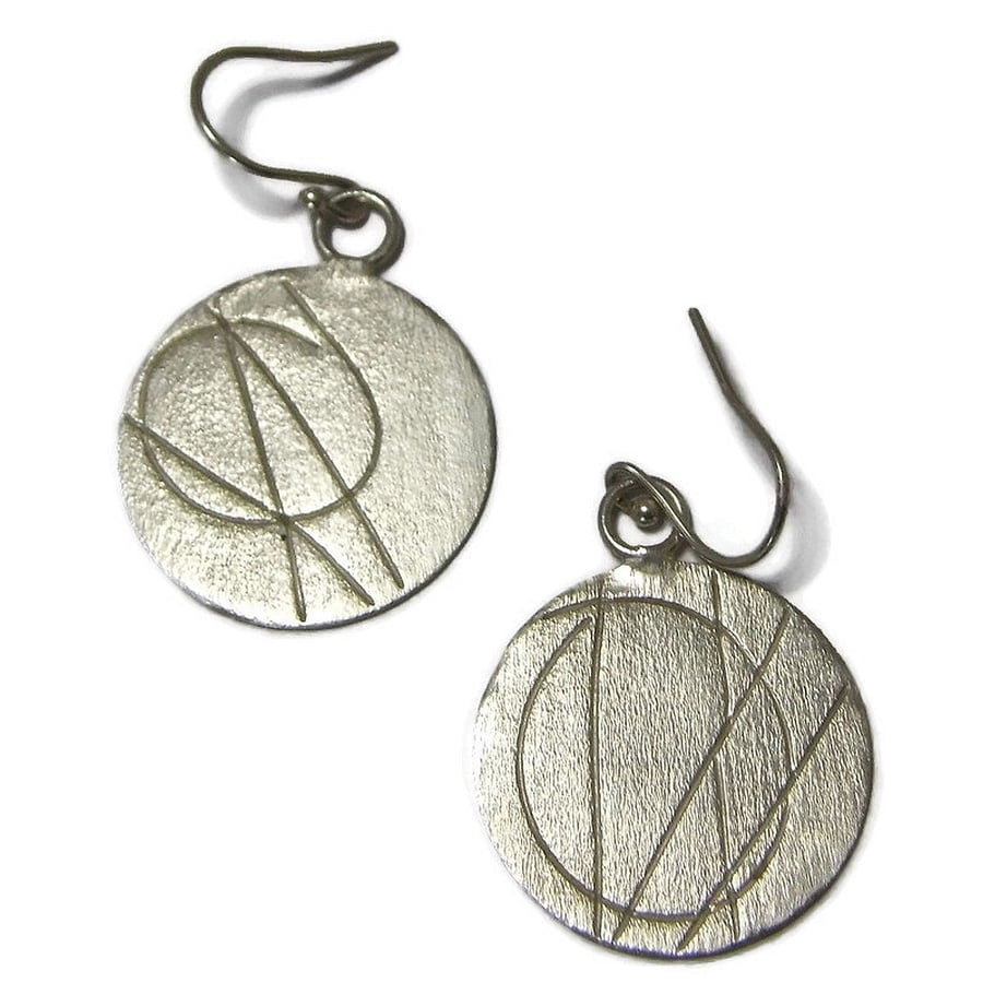 Handmade Sterling Silver Disc Earrings -  Unique Silver Jewellery 