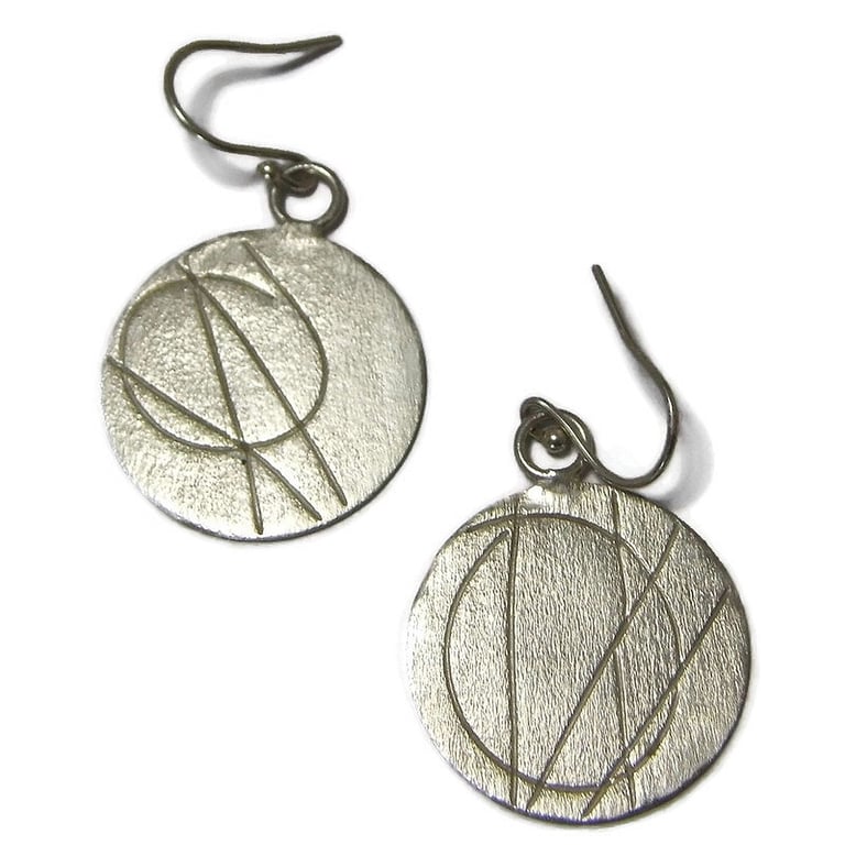 Handmade Sterling Silver Disc Earrings -  Unique Silver Jewellery 