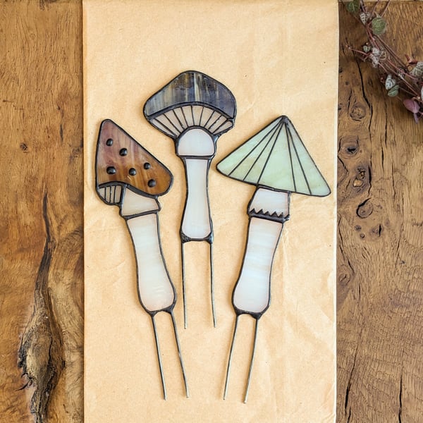 Perfectly Imperfect - Set of Three Mushroom Plant Stakes