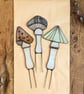 Perfectly Imperfect - Set of Three Mushroom Plant Stakes