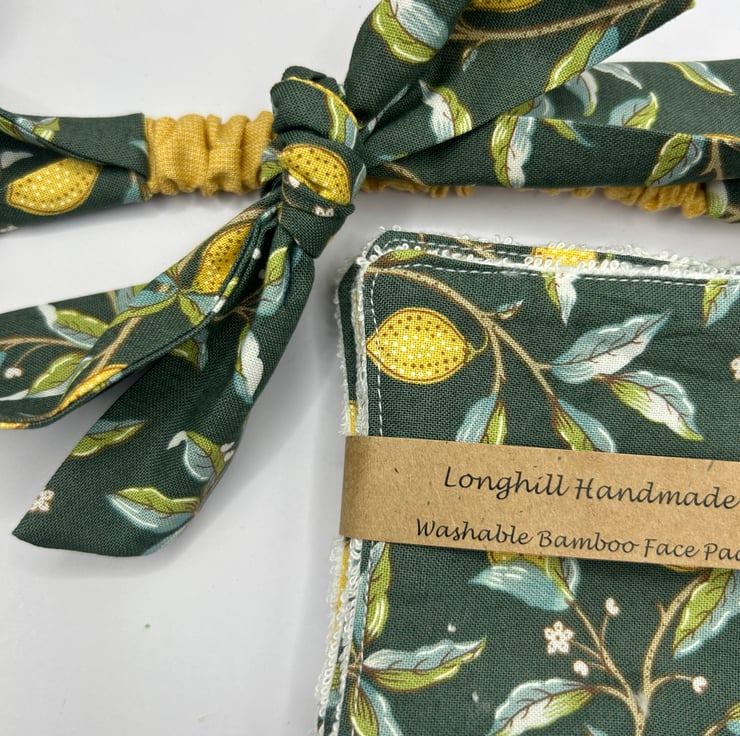 5 luxury Bamboo washable make up pads Lemon print Folksy