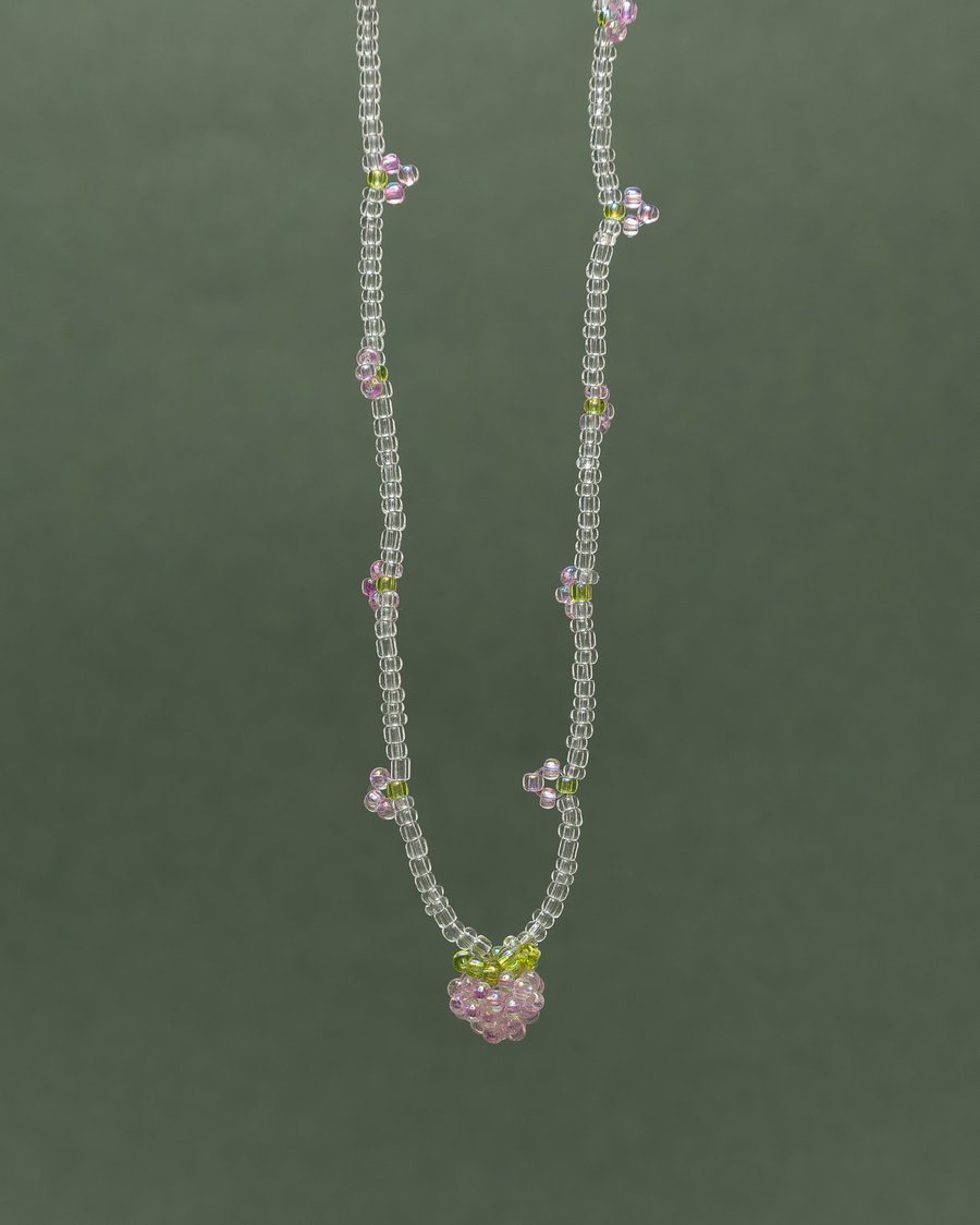 Beaded Strawberry (light) Pendant Necklace - Smoothie Collection.