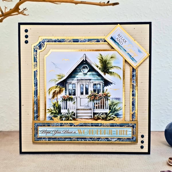 Holiday Themed Card For Various Occasions With A Beach House 