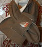 Tweed Robin embroidered neckwarmer New 