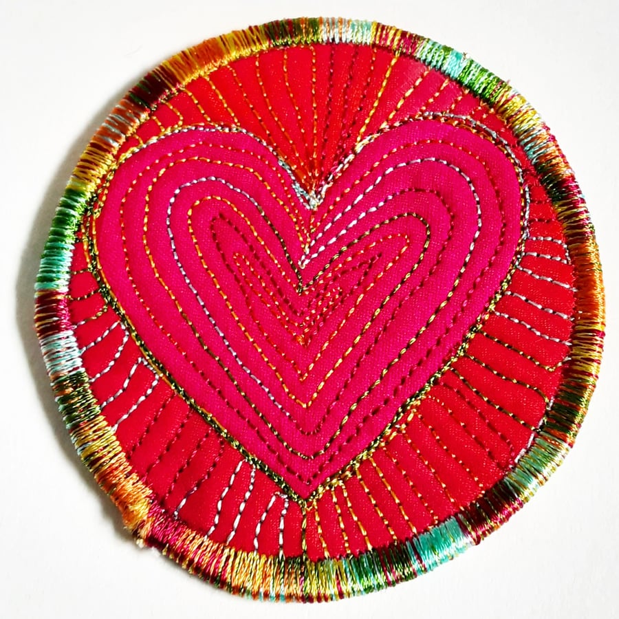Textile Brooch Free Machine Embroidery 