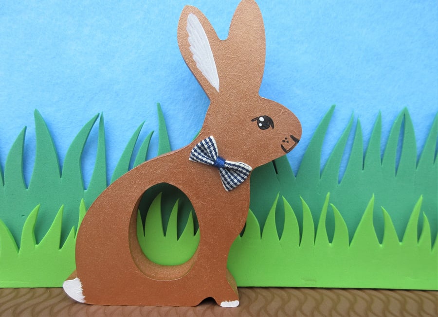 Easter Bunny Chocolate Egg Holder Wooden Hand Painted 