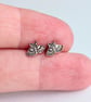Copper Moth Stud Earrings - Sterling Silver Posts - Image 3
