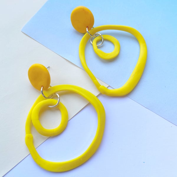 Wonky Hoop earrings, hoop earrings, open hoop earrings, polymer clay earrings