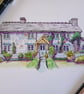 Custom watercolour & ink Special building, House, Wedding Venue etc Artwork A4
