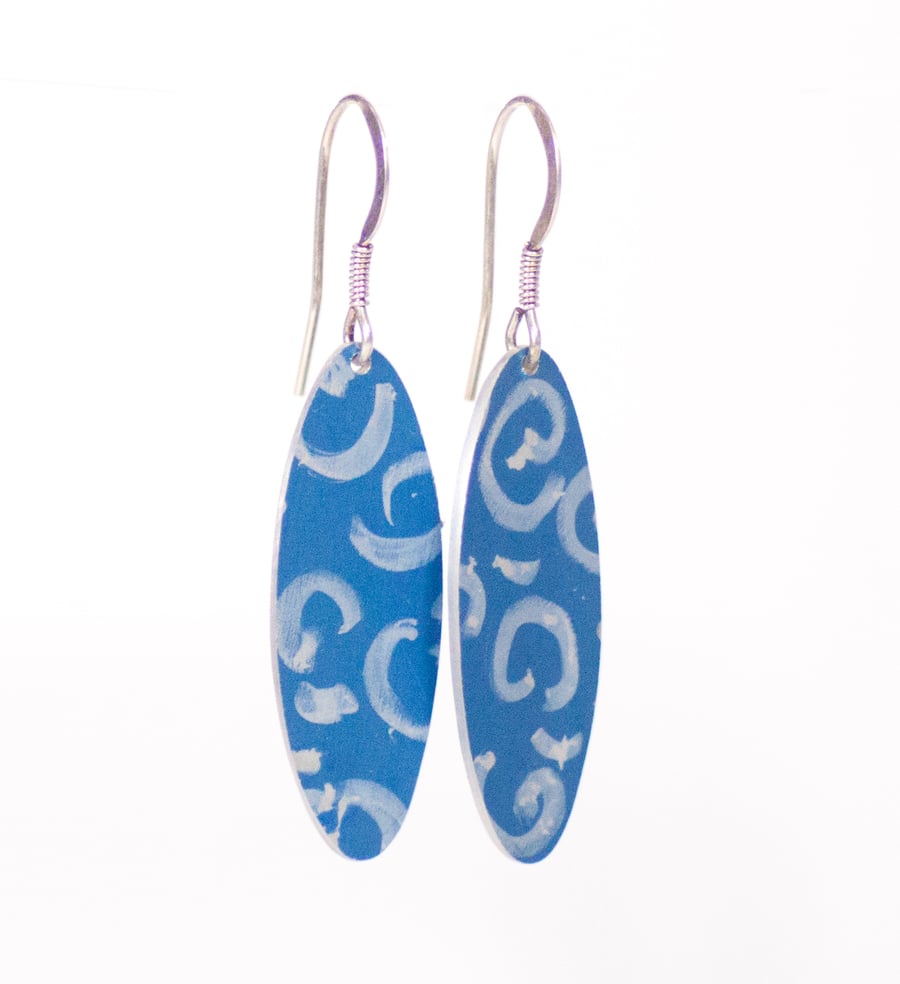 Blue batik style drop earrings