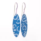 Blue batik style drop earrings