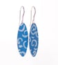 Blue batik style drop earrings