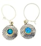 Handmade Zigzag sterling silver earrings with blue opal, stone choice. S.