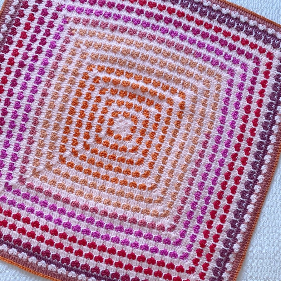 Crocheted Hearts Squared Baby Blanket - Lap Blanket