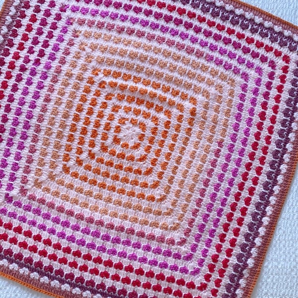 Crocheted Hearts Squared Baby Blanket - Lap Blanket