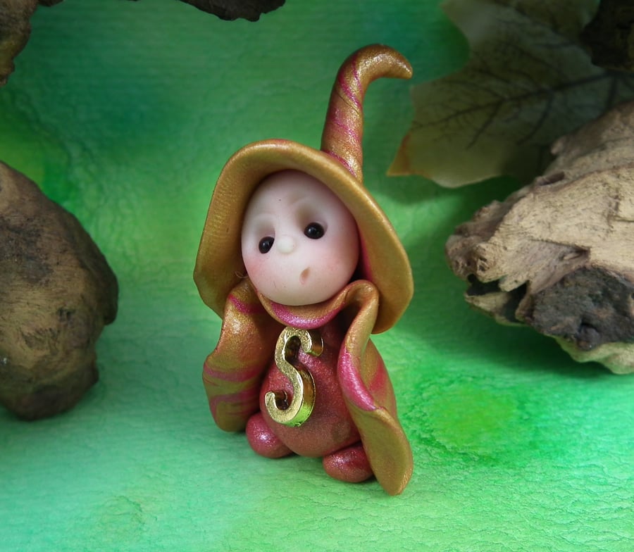 Alphabet Initial Gnome 'S' OOAK Sculpt by Ann Galvin
