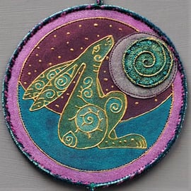 HMP1511 - Moon Gazer Hare Mandala - lilac - plum- turquoise - 15cm (6")