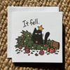 Funny Cat Christmas Card – It Fell – Alternative Xmas Card