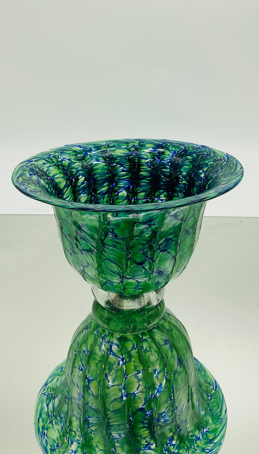 Blue Opaque Green Urchin Bowl