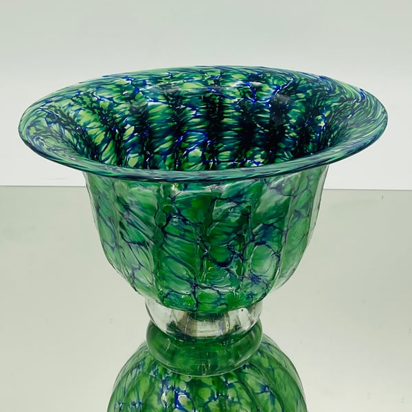 Blue Opaque Green Urchin Bowl