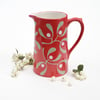 Christmas Red Mistletoe Farmhouse Jug - Hand Painted