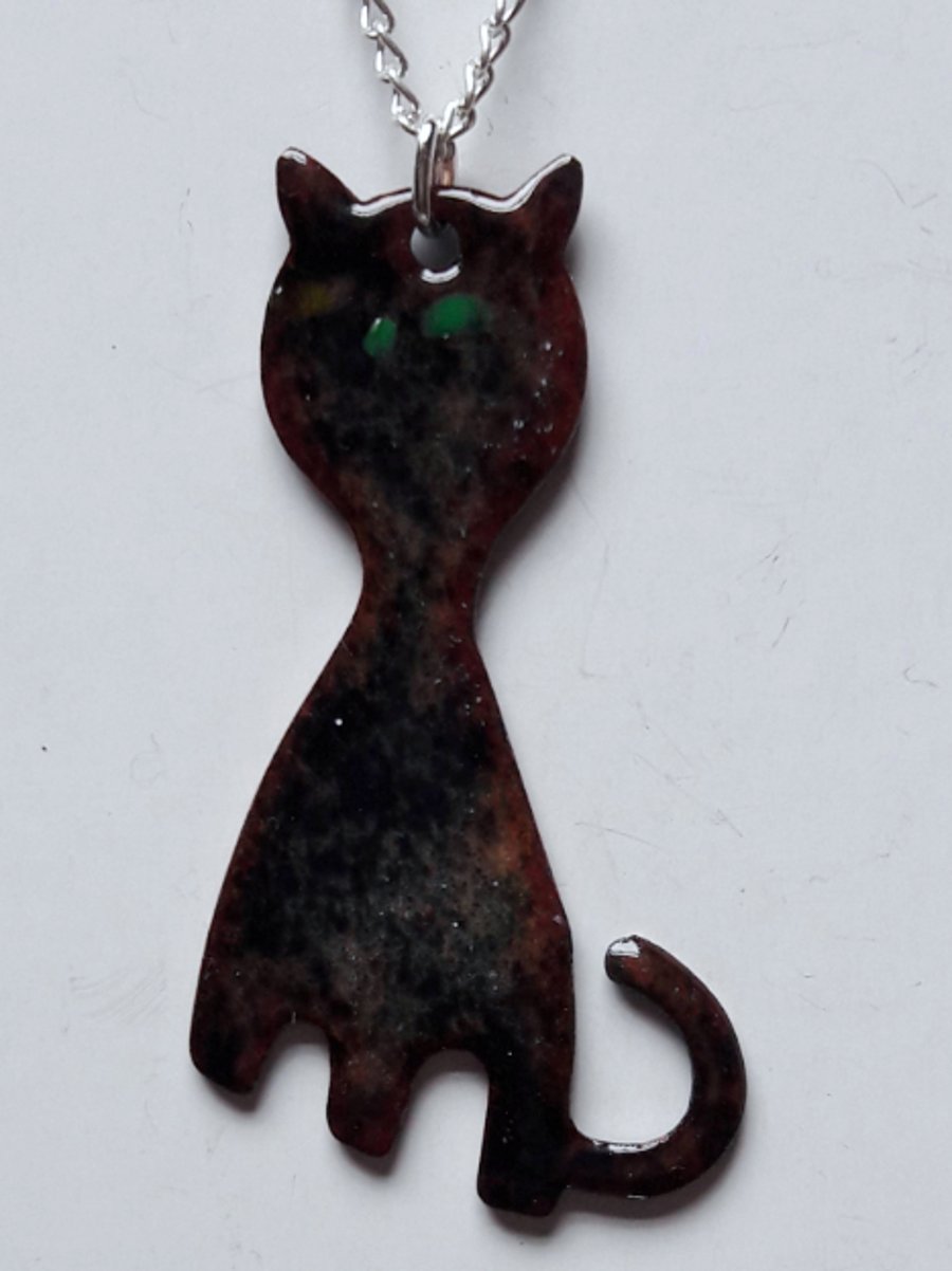 enamel pendant - black cat No2