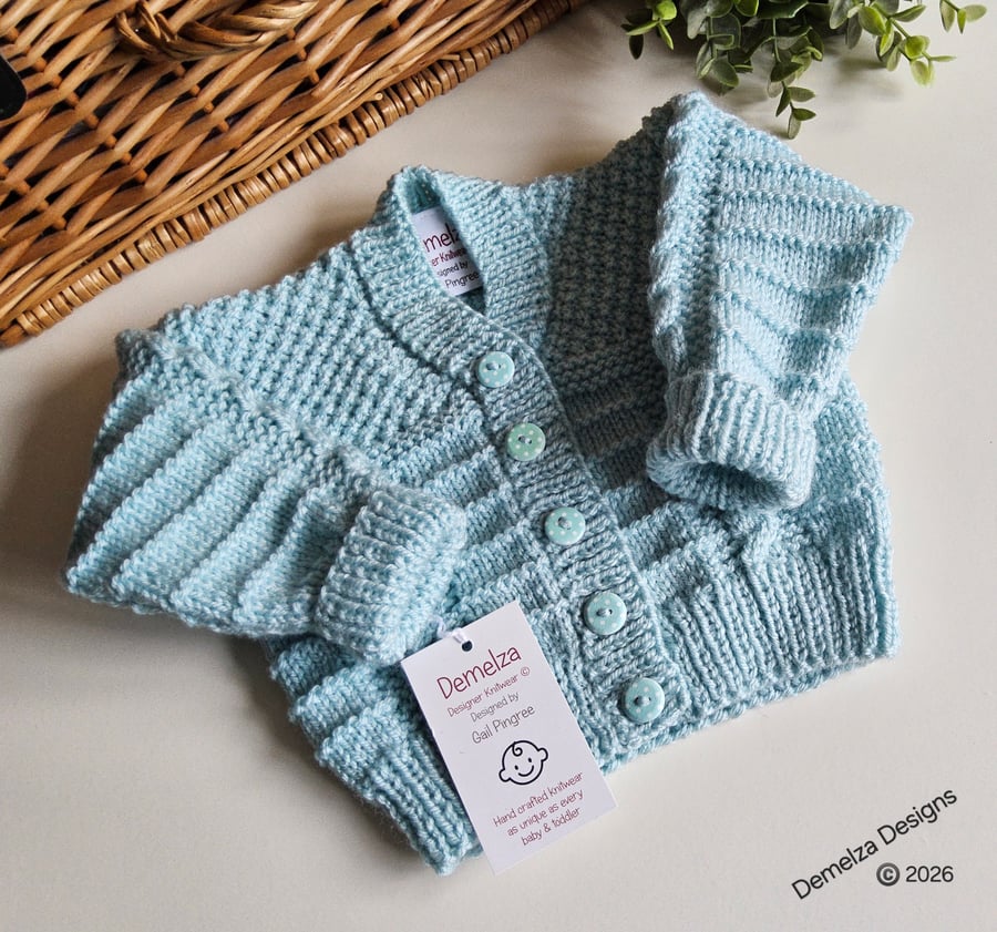 Designer Baby Boy's Hand Knitted Cardigan  3-9 months size