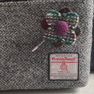 Harris Tweed Flower Stick pin Brooch Handmade Scottish Wool 