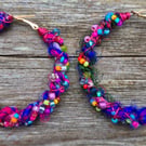 Fabric, Wire and Bead Wrapped Earrings 