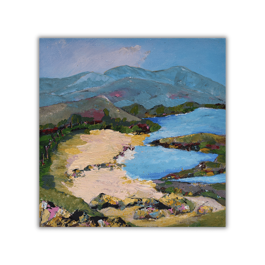 Ready to hang painting - Scotland - coast - beach - impasto - original
