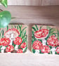 Wooden coasters set of two, handpainted with Fly Agaric Fungi