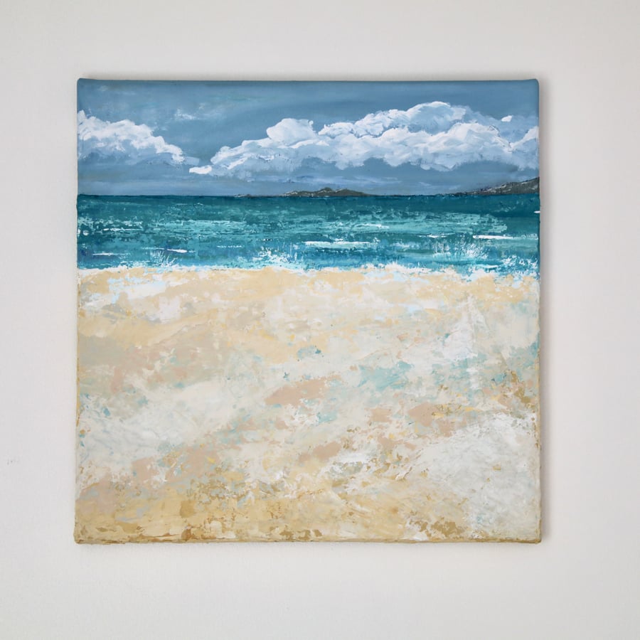 ‘FRESH BREEZE’ - CORNISH BEACH SCENE ACRYLIC PAINTING ON CANVAS