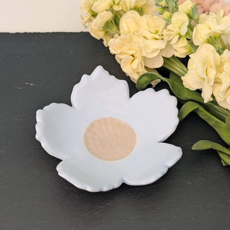 Ceramic pastel blue flower small dish