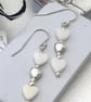 Mother of Pearl and sterling silver Heart dropper earrings