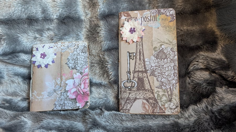 Two pack retro floral notebooks-pretty-flower decoration on front cover