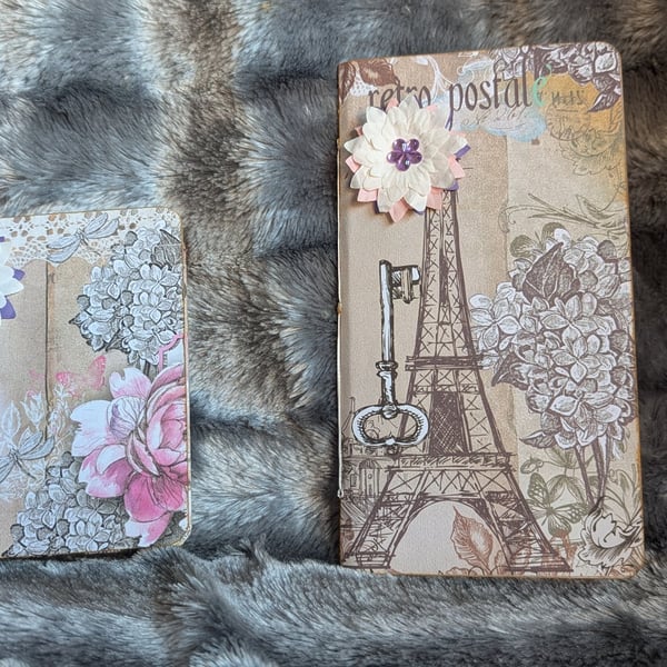Two pack retro floral notebooks-pretty-flower decoration on front cover
