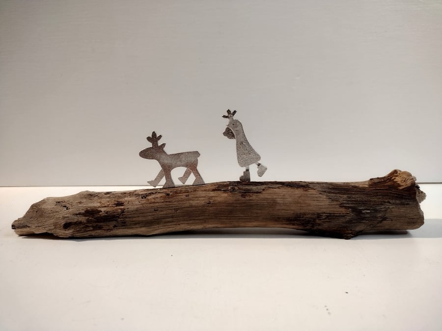 Girl and Reindeer Walking