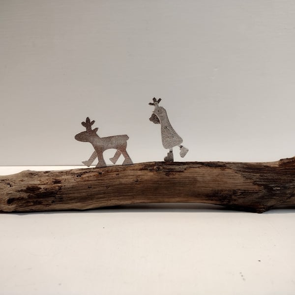 Girl and Reindeer Walking