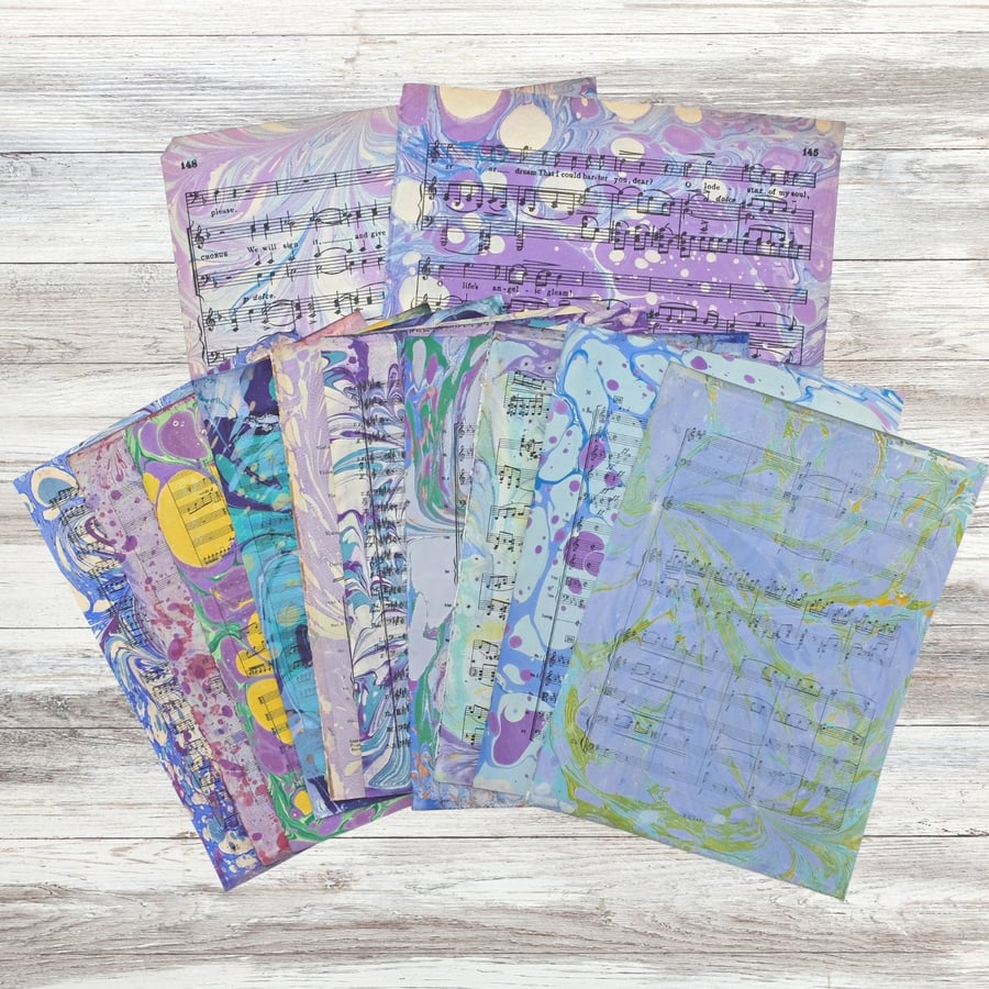 Mixed pack purples marbled ephemera scrapbooking craft paper