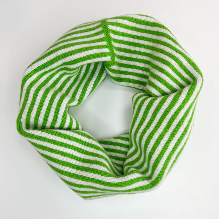 Summer Seconds Stripe snood cowl - kelly green and white